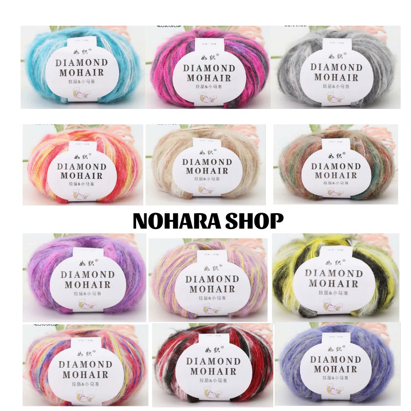 Cuộn Len Mohair 25G Bảng Màu Loang Dùng Đan Móc Quần Áo, Mũ, Khăn Len, Thú Bông