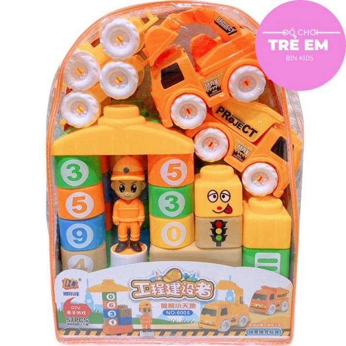 Bộ Đồ Chơi Xếp Hình Công Trường Xây Dựng Vui Nhộn 57 Chi Tiết Cho Bé - Bộ Xếp Hình Thông Minh