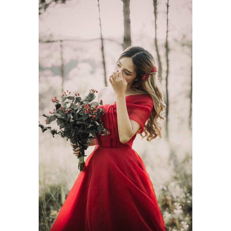 ĐẦM XOÈ BẸT VAI XẾP LY XINH XẮN full size s m L xl