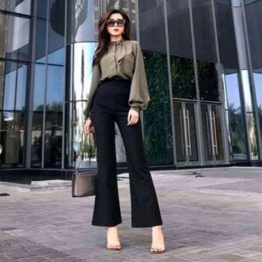 Quần ống loe công cở vải tuyết mưa cao cấp