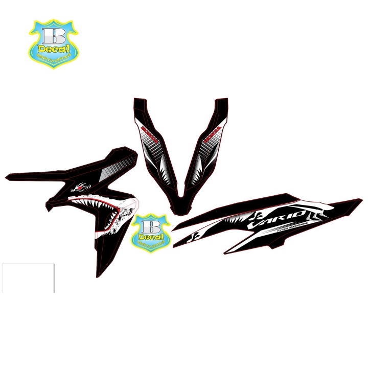 ( Quí khách vui lòng mang ra tiệm cho thợ dán ) Tem vario 2020 cá mập đen