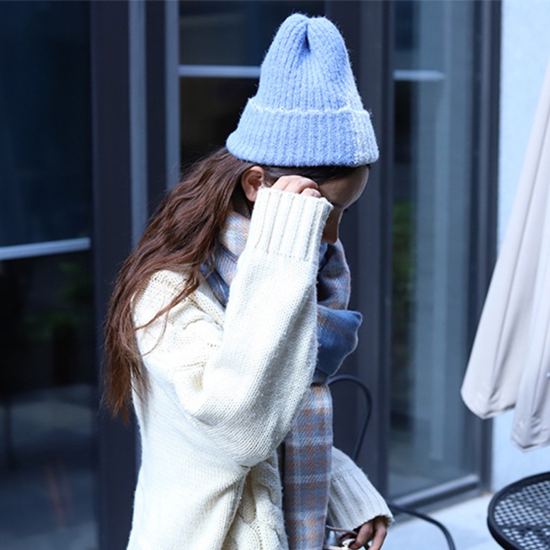 Mũ Beanie Dệt Kim Co Giãn Màu Sắc Khối Lập Phương Thời Trang Mùa Đông Unisex