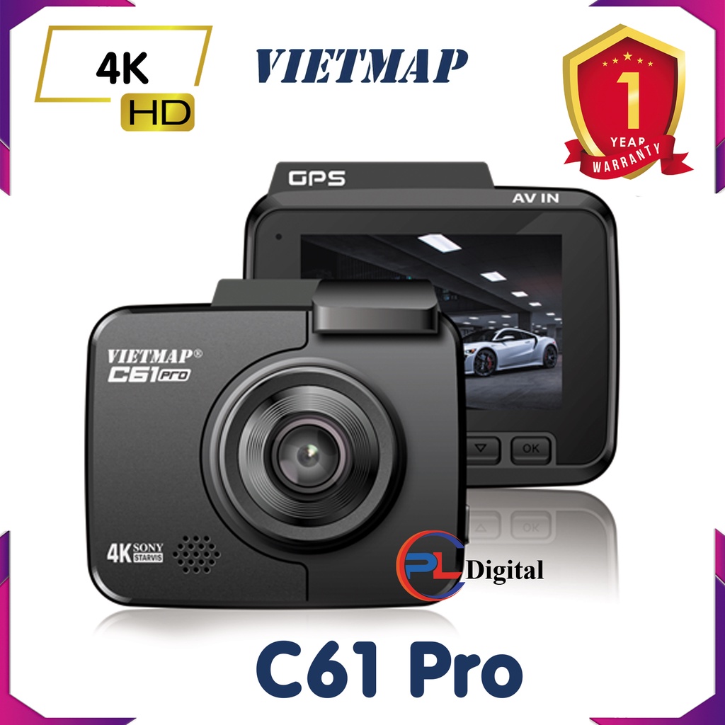 VIETMAP C61 PRO - Camera Hành Trình 4K Cảnh Báo Thông Tin Giao Thông - Tặng Thẻ Nhớ 32GB