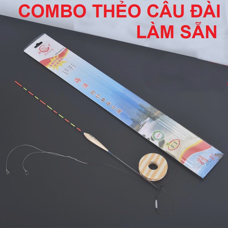 Combo bộ phụ kiện câu đài làm sẵn gồm thẻo phao lưỡi chì lá câu đài tiện lợi, thẻo câu đài giá rẻ (3m6/4m5/5m4/6m3)