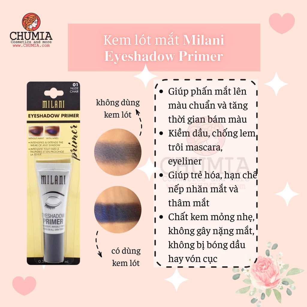 Kem lót trang điểm, kem lót mắt MILANI eyeshadow primer - tone 01 nude - chumia