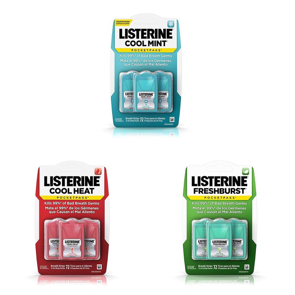 [Tách Lẻ] 1 Hộp Miếng Ngậm Thơm Miệng LISTERINE - Freshburst Pocketpaks Breath Strips (24 Miếng 1 Hộp)