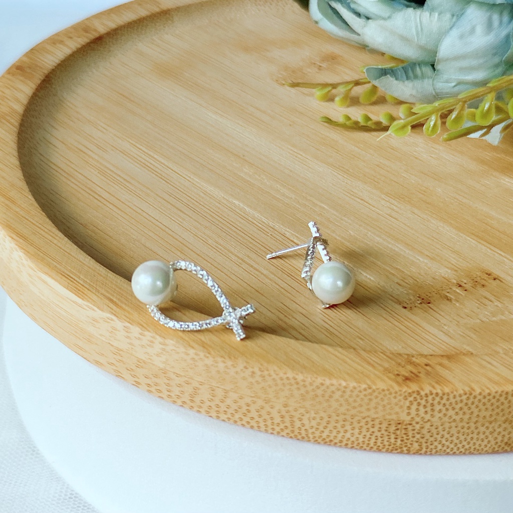 Bông tai bạc  ANTA Jewelry kiểu dáng đính ngọc trai nhân tạo, mẫu khuyên đang được ưa chuộng  AT30171B