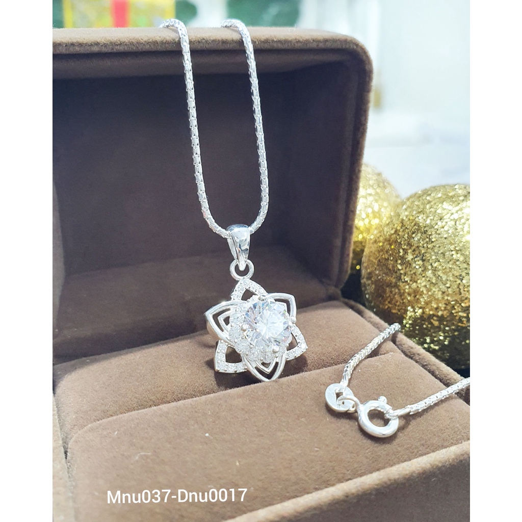 Mặt dây bạc nữ bông hoa kết hợp dây bạc ý nữ - trang sức nhẫn nam dtj