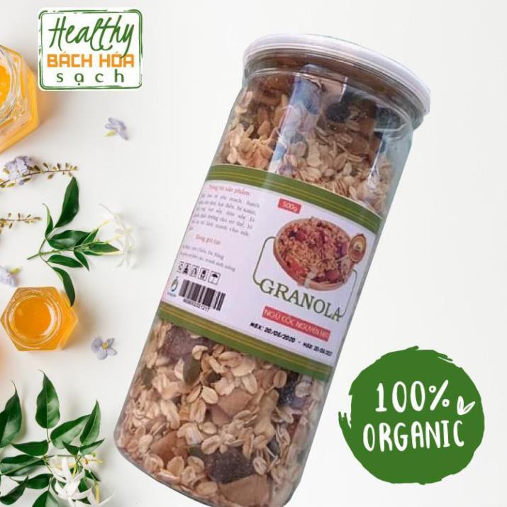 Ngũ cốc ăn kiêng Granola 🍓 Ngũ cốc nguyên hạt mix trái cây dùng để ăn sáng, ăn vặt 500gr