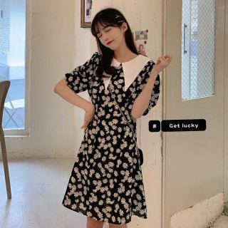 [CÓ SẴN] Đầm hoa cúc nhí form ngắn cổ búp bê tiểu thư ulzzang