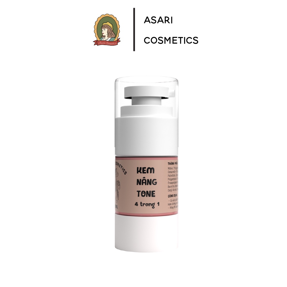 Kem nâng tông 4 trong 1  Asari Cosmetics - chai chân không 15ml