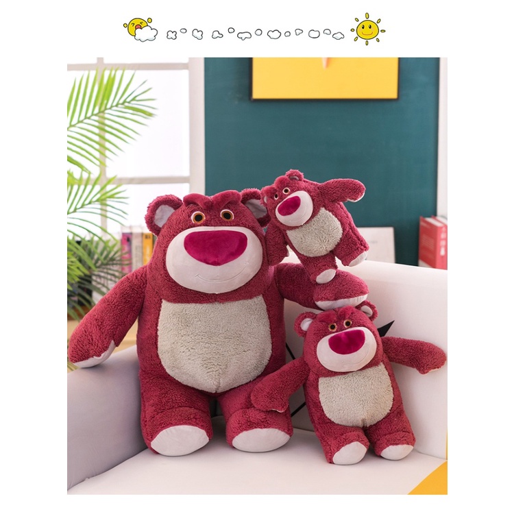 38cm Gối Ôm Hình Gấu Dâu Tây Bằng Nhung Dễ Thương Xinh Xắn