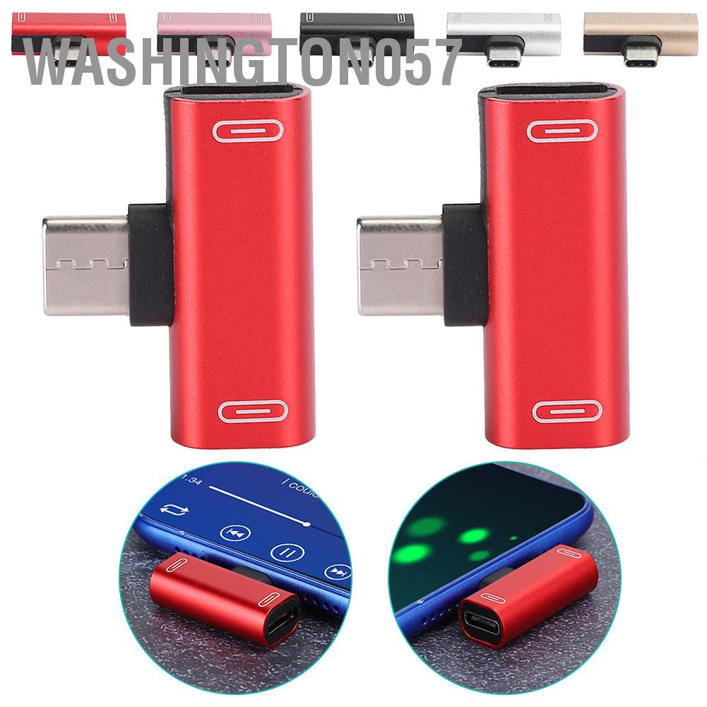 Washington057 2PCS Type‑C Converter Splitter Dual 2 In 1 to Headphone USB Audio Charger Adapter