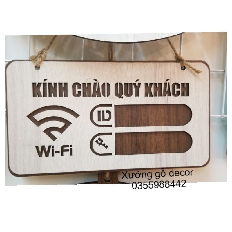 Bảng gỗ Wifi password treo tường Decor