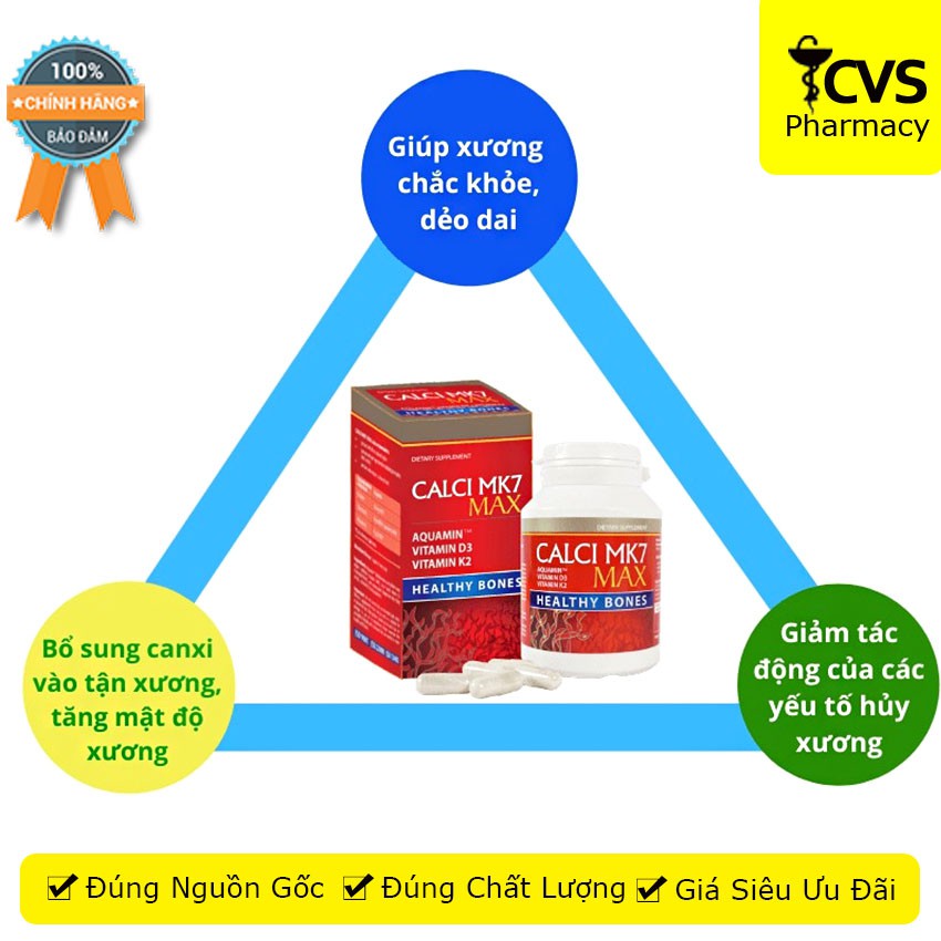 CALCI MK7 MAX - Canxi tảo đỏ tốt cho bà bầu, thanh thiếu niên, hỗ trợ giảm nguy cơ loãng xương - cvspharmacy