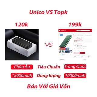 Pin Sạc Dự Phòng Unico 12000mah Mini Cho Apple iPhone Samsung Xiaomi Huawei Loa Tai Nghe Bluetooth Airpod/Airpods i12