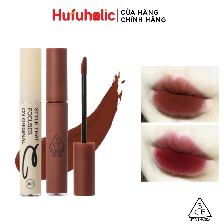 Son kem lì 3CE mềm môi tôn da Velvet Lip Tint mịn môi lâu trôi BITTER HOUR TAUPE 3CE006