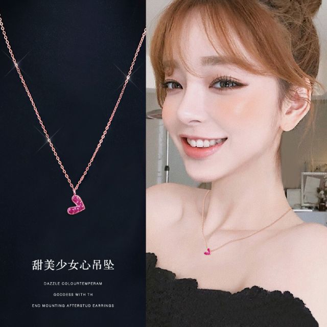 Vòng cổ tim hồng bạc 925