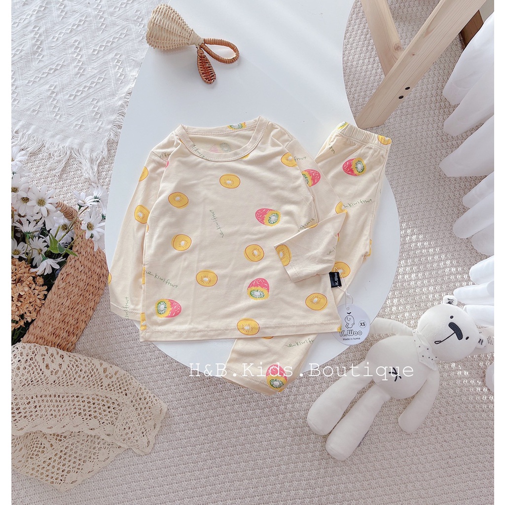 Bộ thun lạnh dài tay mềm mại in hình dễ thương cho bé trai và gái