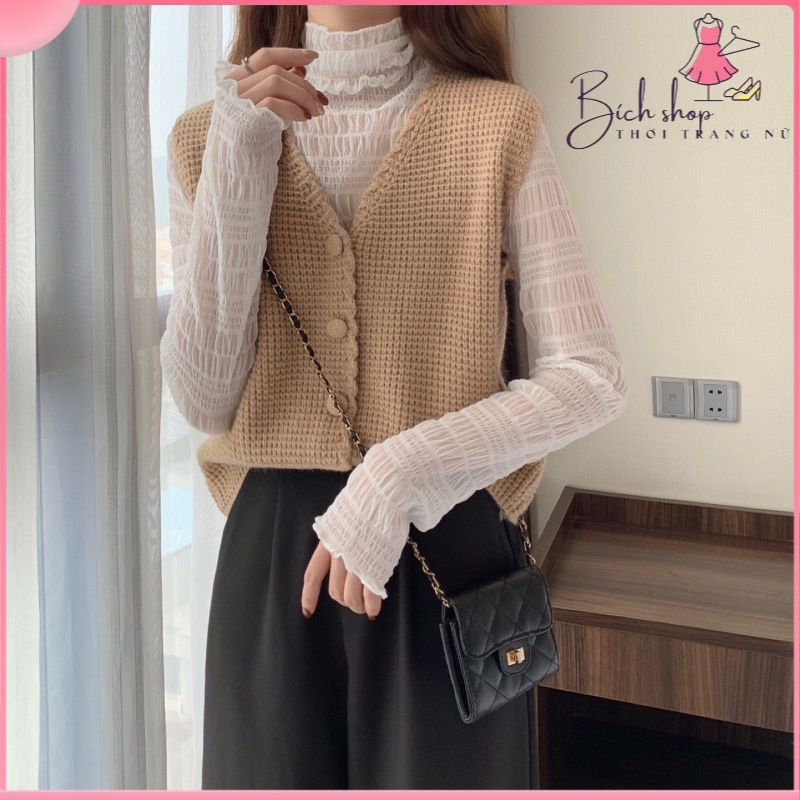 Áo Khoác Gile Áo Len Dệt Kim Áo Len Dễ Phối Mặc Ngoài Rộng Rãi