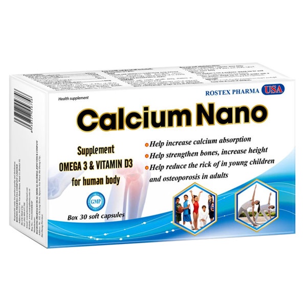 [VITAPHARM] Calcium Nano Bổ Sung Vitamin D3, Canxi Giúp Tăng Cường Chiều Cao - 30V