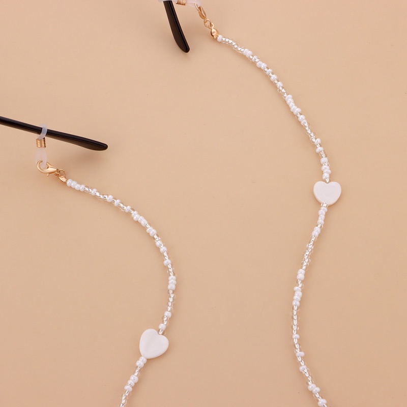 Dây chuỗi hạt đeo mắt kính chống thất lạc hình trái tim màu trắng xinh xắn