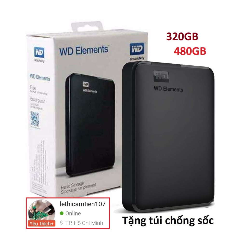 [Mã 154ELSALE2 giảm 7% đơn 300K] Ổ cứng di động 320GB 480GB Western WD Elements 320GB 480GB 240GB ổ cứng di động 500GB