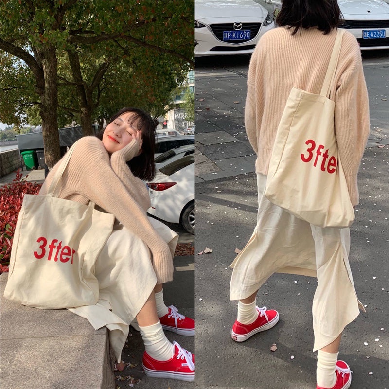 Túi Xách Vải canvas Cỡ Lớn Phong Cách Nhật Hàn Thời Trang 2022 Cho Nữ