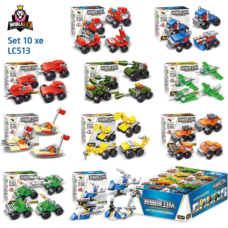 Đồ chơi lego lắp ráp hình máy bay tàu hỏa ô tô motor xe tăng người máy thông minh