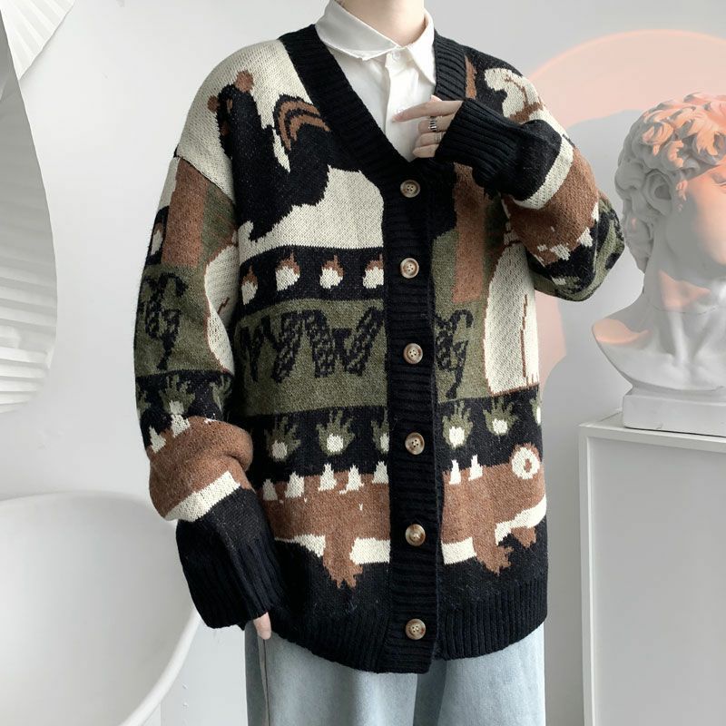 Áo Khoác Cardigan Vintage Nhẹ Nhàng Unisex