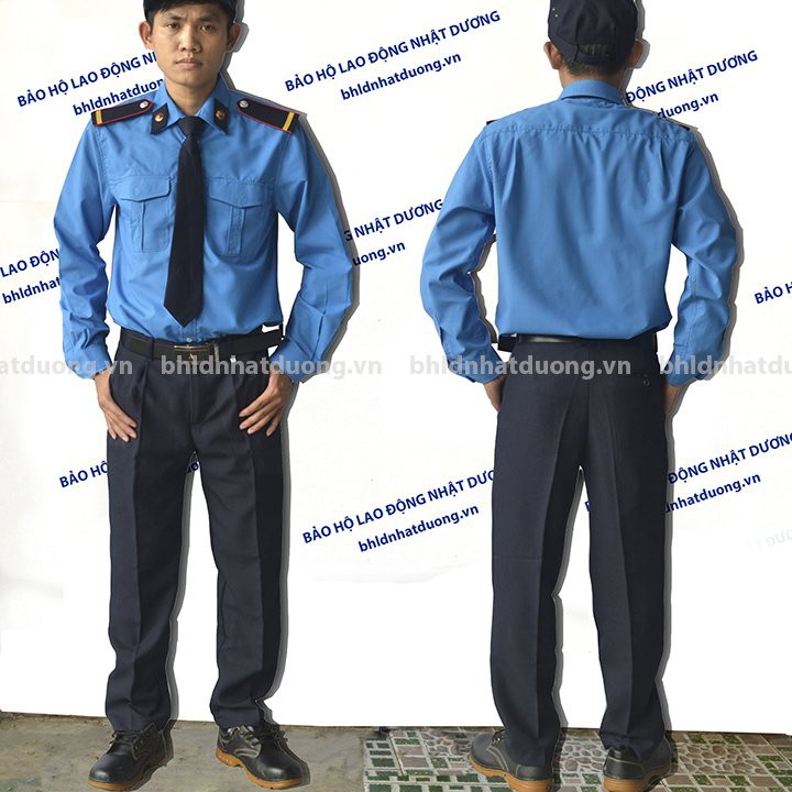 Bộ quần áo đồng phục bảo vệ dài tay  không logo bảo vê - phụ kiện - áo vải kate, quần carme - BV02