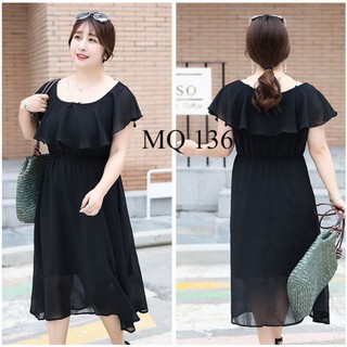 Đầm bigisze, đầm béo vải voan bèo ngực MQ 136
