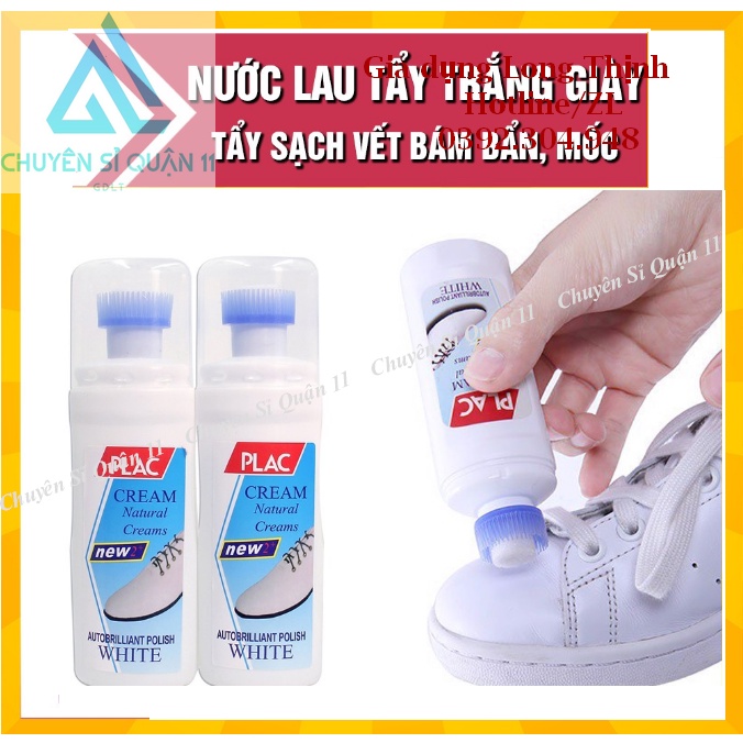 Chai Nước Lau Giày thần thánh PLAC, nước tẩy trắng giày đầu chà dễ sử dụng 100ml
