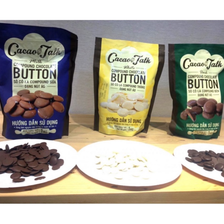 Sô Cô La Compound Sữa Dạng Nút Áo Cacao Talk 1kg Dùng Trực Tiếp Hoặc Sử Dụng Trong Làm Bánh Và Pha Chế