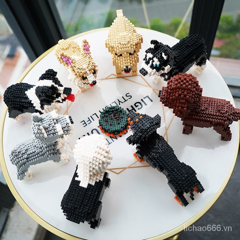 Mô Hình Lắp Ráp Chú Chó Corgi Husky Cỡ Nhỏ Dễ Thương