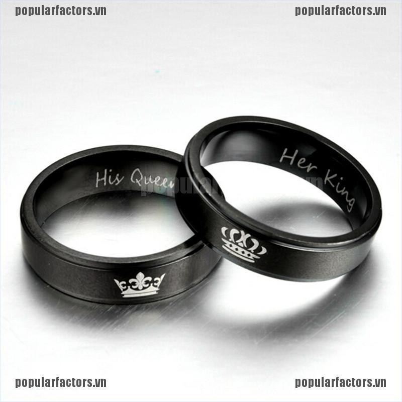 Nhẫn Kim Loại Khắc Chữ His QUEEN / HER KING