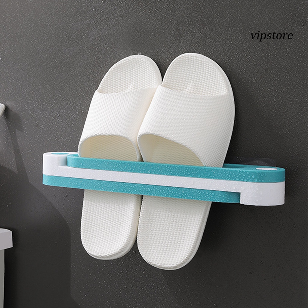 【VIP】  Slipper Rack Foldable Adhesive Plastic Wall Hanging Shoes Rack for Bathroom