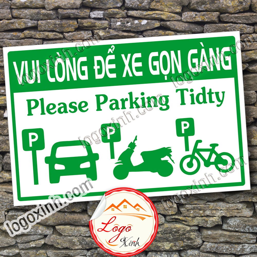 LOGO STICKER ĐỖ XE GỌN GÀNG, BIỂN CHỈ DẪN NHẮC NHỞ ĐẬU XE GỌN GÀNG - PARKIND TIDTY