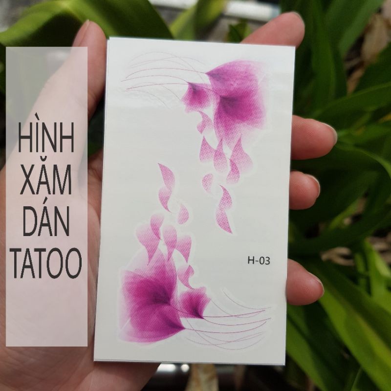 Hình xăm hoa màu loang h03. Xăm dán tatoo mini tạm thời, size &lt;10x6cm