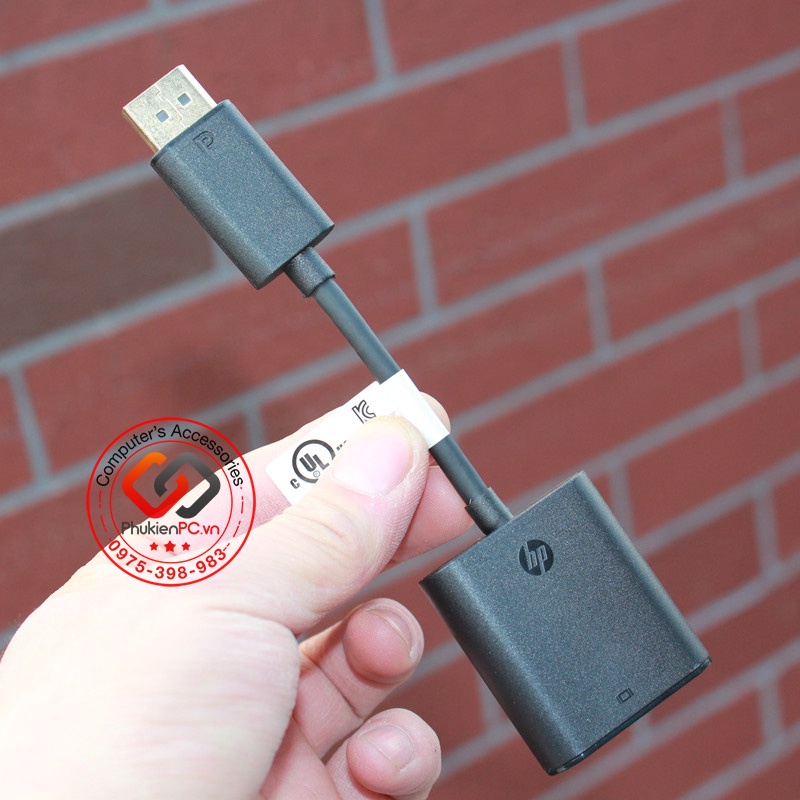 Adapter HP Displayport to VGA thương hiệu HP ảnh sắc nét FULLHD, chữ không mờ