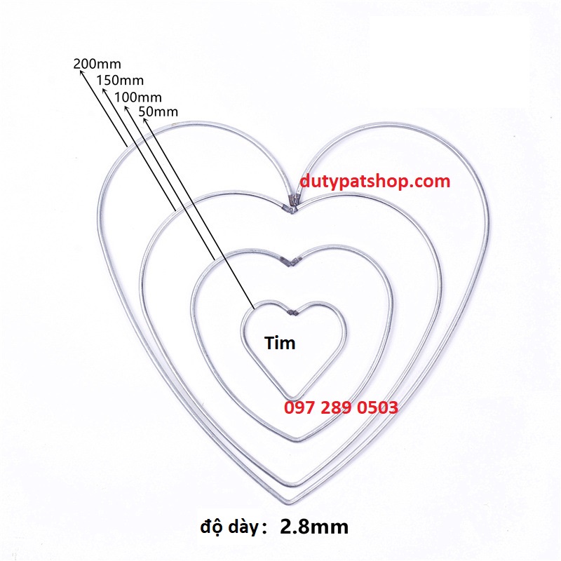1-2 Vòng tròn, trái tim, ngôi sao từ 4-20cm làm dreamcatcher đủ loại