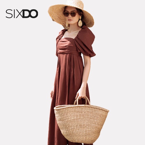 Đầm dài linen tay phồng SIXDO