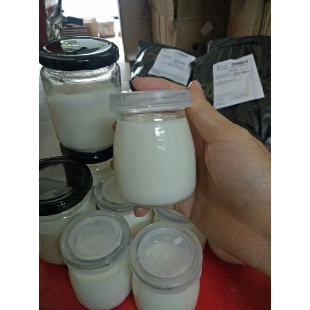 Set 12 Hũ thủy tinh trơn làm sữa chua có nắp 100ml hàng dầy đẹp . LG11