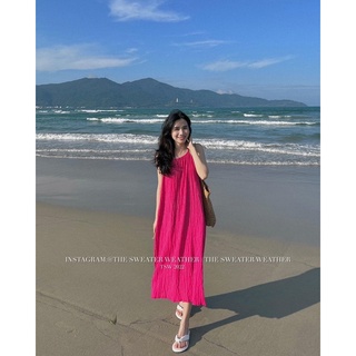 Váy maxi xốp nhăn màu hồng the.sweaterweather TSW