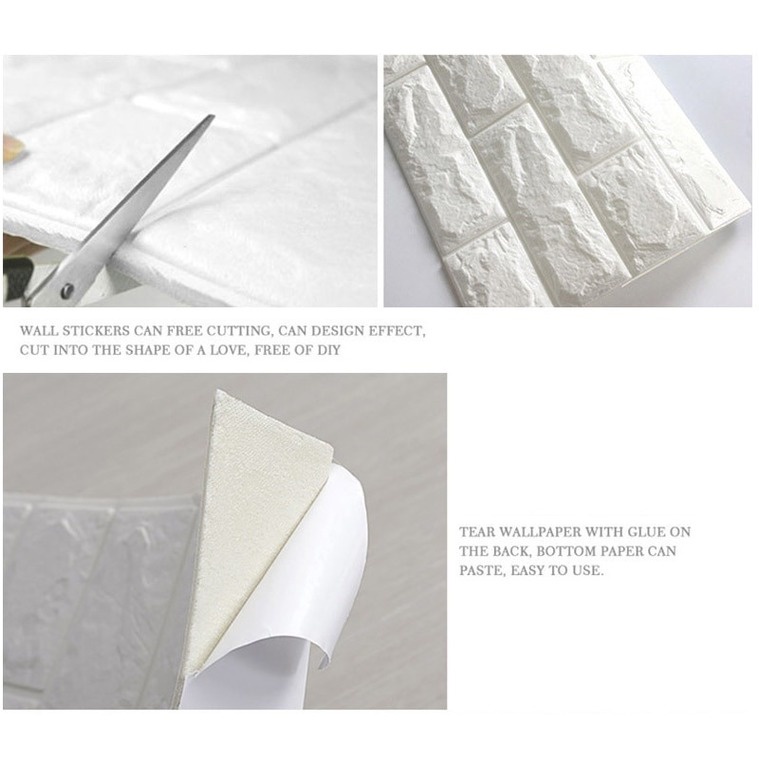 Miếng dán tường giả gạch 3D bằng xốp chống thấm nước trang trí nhà cửa DIY