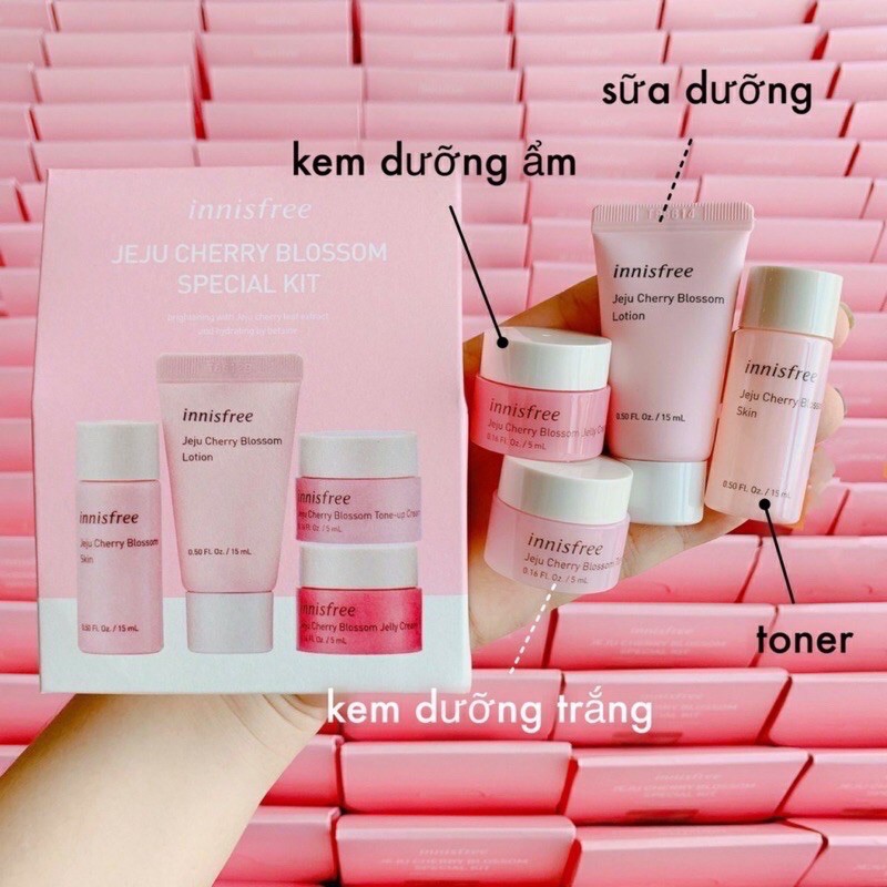 Set 4 Món INNISFREE Cherry Tone Up Mini Mới