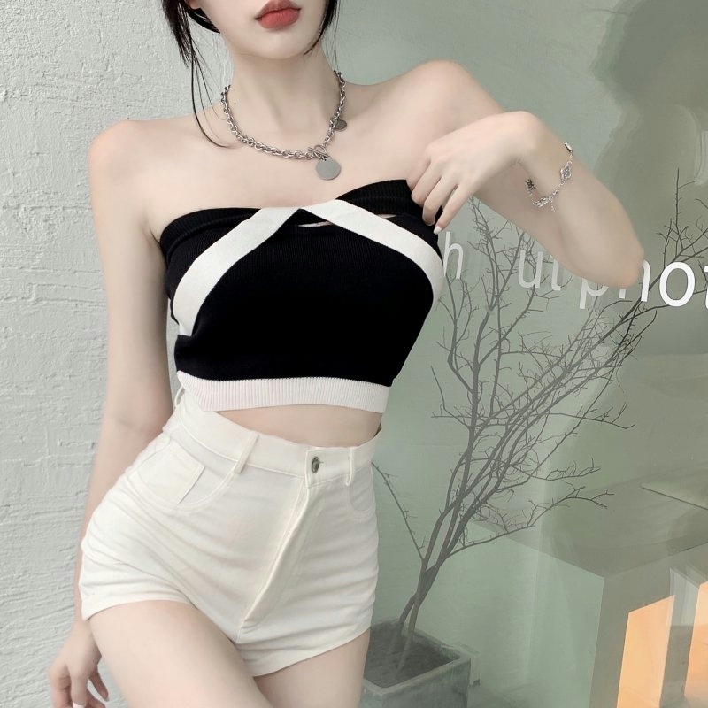Xả Kho : Áo Crop-top láo lót áo len không dây siêu sexy siêu quyến rũ chất len móc mềm mại A007 hot