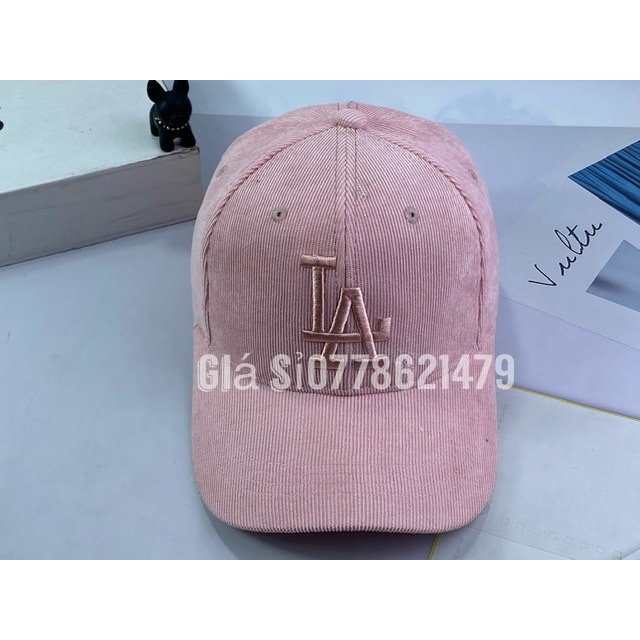 Nón lưỡi trai - Mũ nhung thêu L  tiệp màu đậm chất thời trang hàn quốc