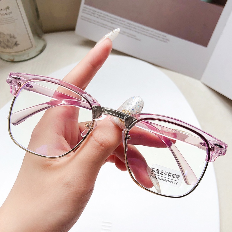 Mắt kính giả cận nửa viền chống tia UV400 phong cách cổ điển thời trang Hàn Quốc mã K07