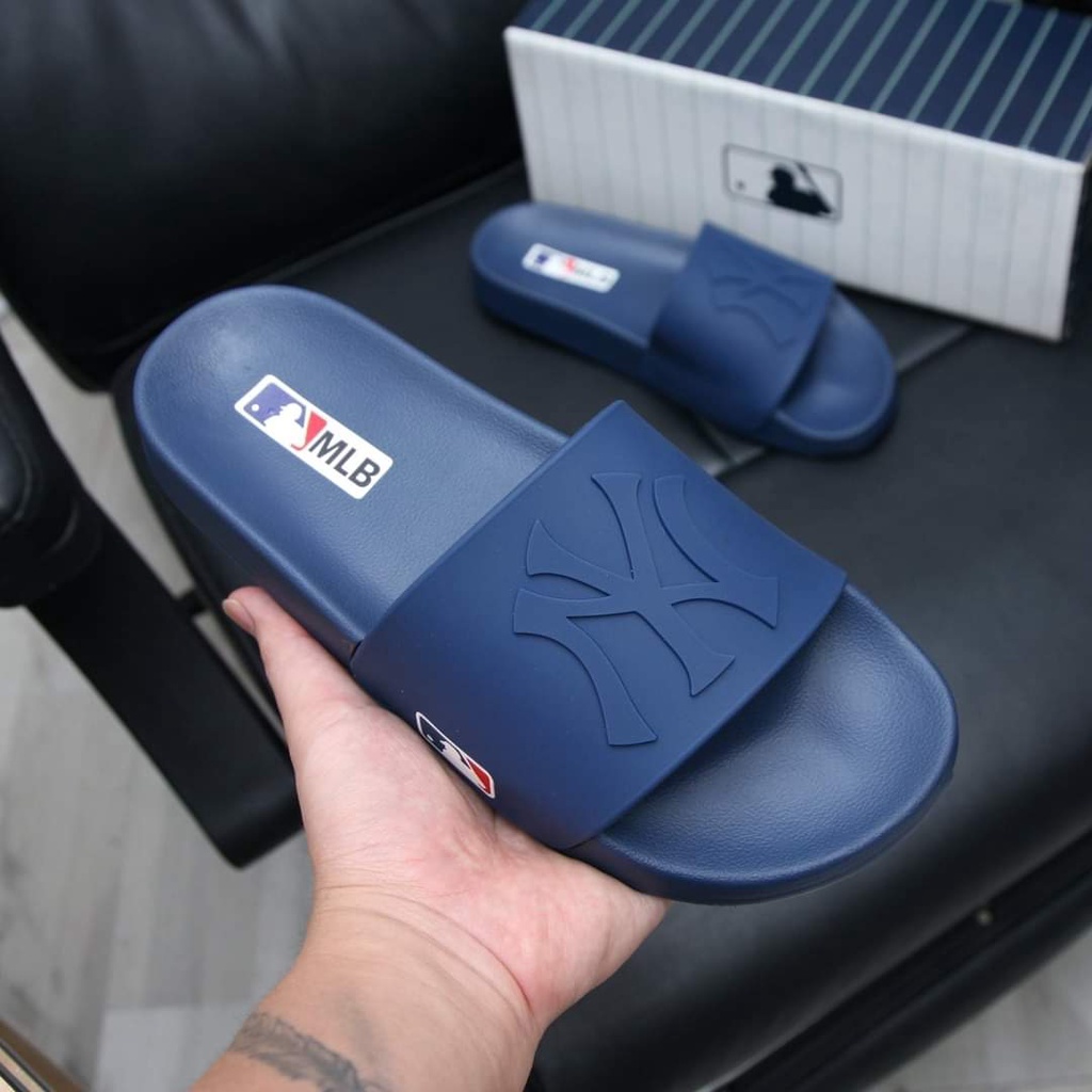 Dép MLB NY Quai Cao Su - Dép Quai Ngang nam nữ đế da êm chân bền chắc thời trang